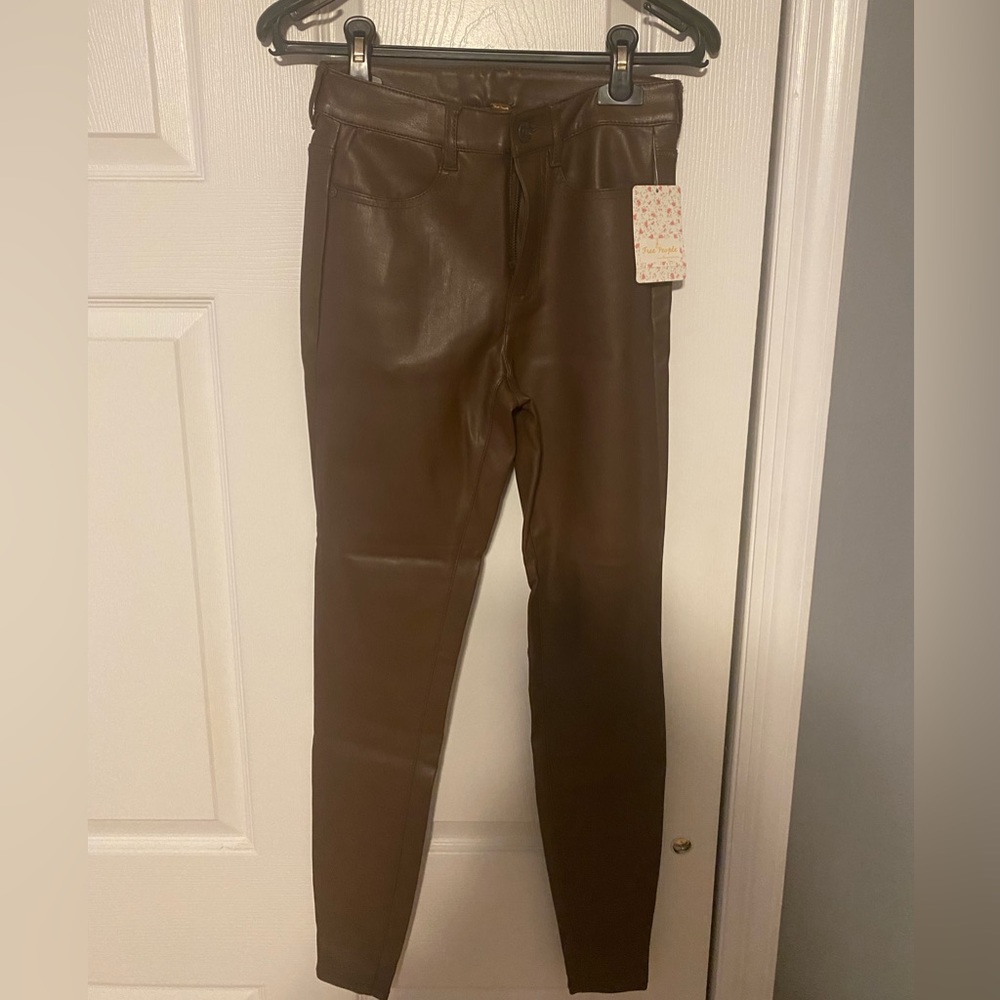 NWT Free people brown leather pants
